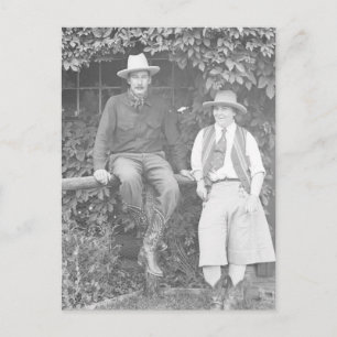 Larry Larom and a women posing. Postcard