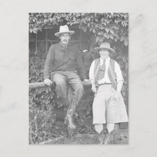 Larry Larom and a women posing. Postcard