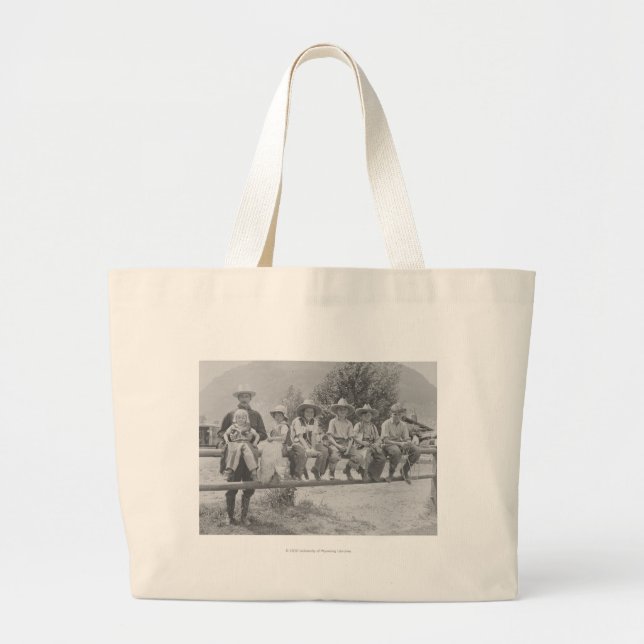 Larry Larom with six children. Large Tote Bag (Front)