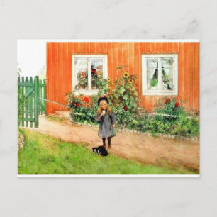 Larsson - Brita with a Cat and a Sandwich Postcard