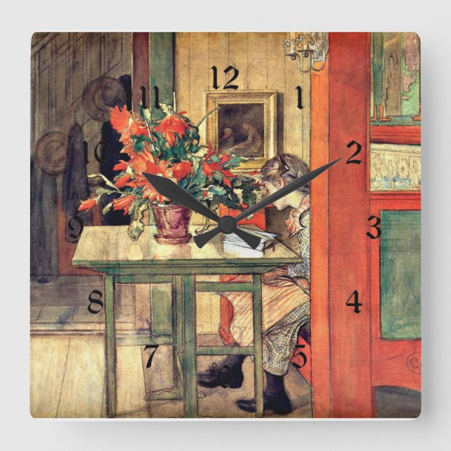 Larsson - Lisbeth Reading Square Wall Clock (Front)