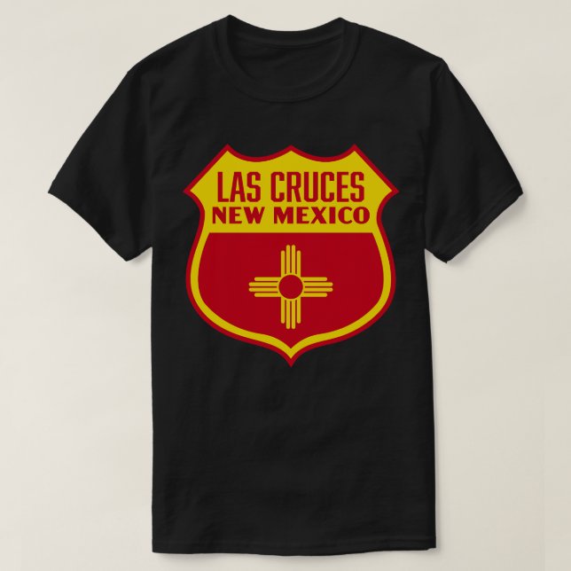 Las Cruces New Mexico Retro Flag Shield Yellow T-Shirt (Design Front)