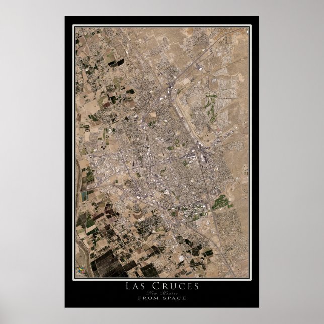 Las Cruces New Mexico Satellite Poster Map (Front)