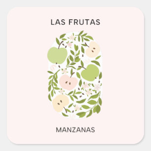 Las Frutas: Manzanas - Apple Market Square Sticker