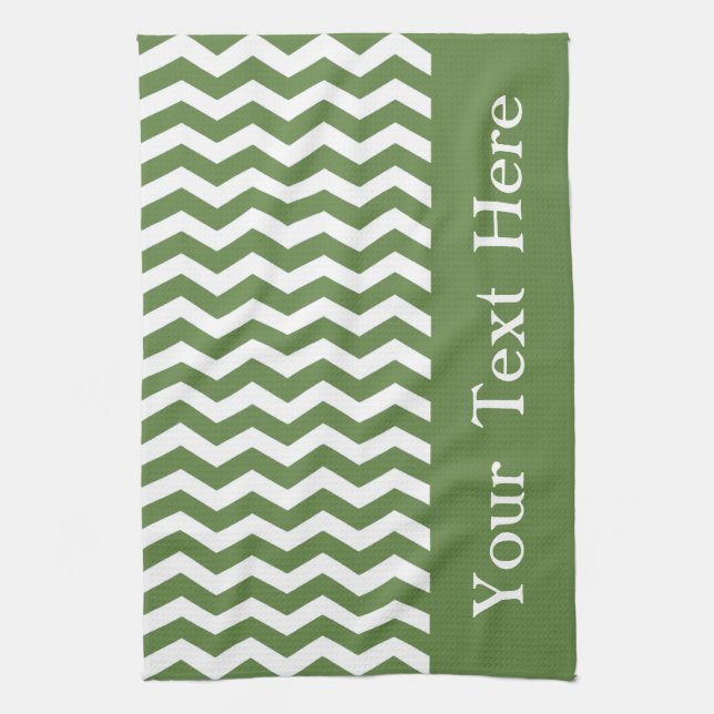 Las Palmas Green Wave Chevron customisable Tea Towel (Vertical)