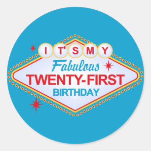 Las Vegas 21st Birthday Classic Round Sticker
