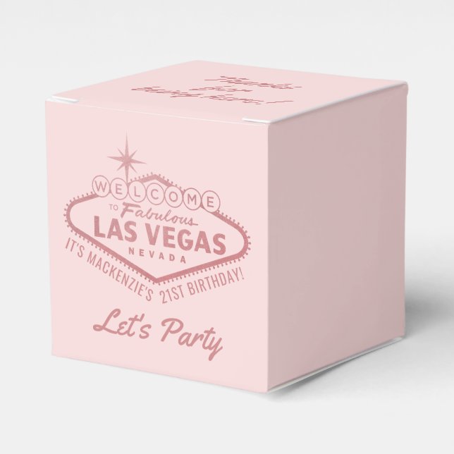 Las Vegas 21st Birthday Party Girly Personalised Favour Box (Front Side)