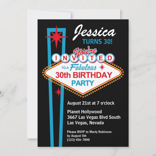 Las Vegas 30th Birthday Party Invitation (Front)