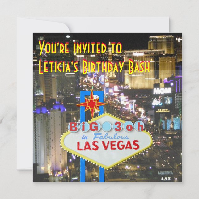 Las Vegas 30th Birthday Party personalised sign Invitation (Front)