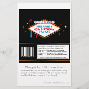 Las Vegas 40th Birthday Candy Wrapper