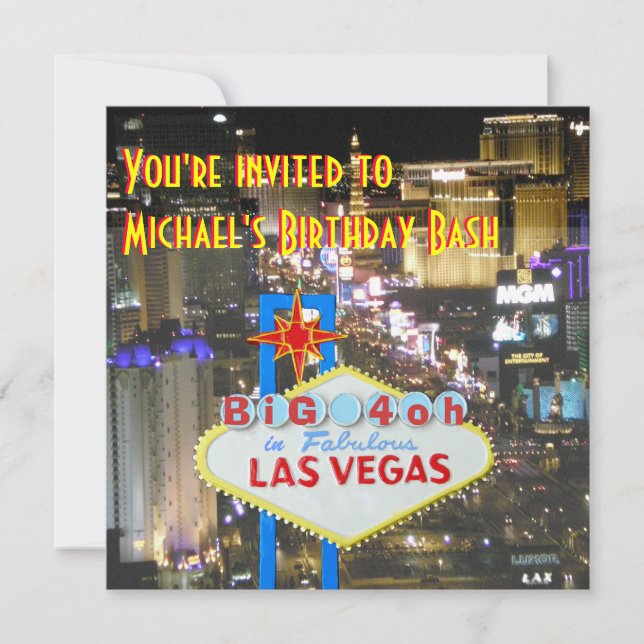 Las Vegas 40th Birthday Party personalised sign Invitation (Front)