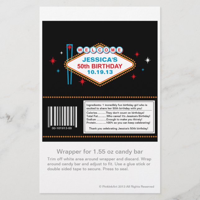 Las Vegas 50th Birthday Candy Wrapper (Front)
