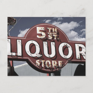 Las Vegas 5th St. Liquor Retro Neon Sign Postcard