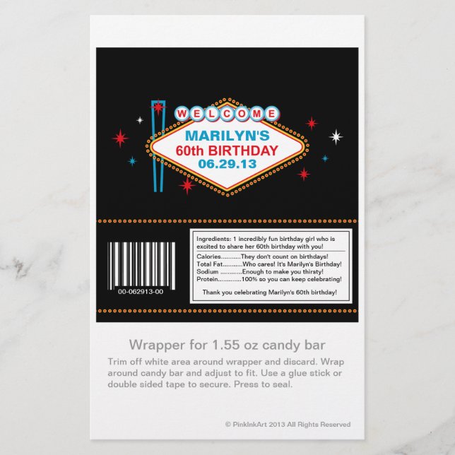 Las Vegas 60th Birthday Candy Wrapper (Front)