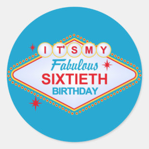 Las Vegas 60th Birthday Classic Round Sticker