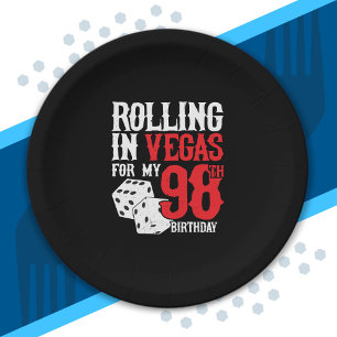 Las Vegas 98th Birthday Party - Rolling in Vegas Paper Plate