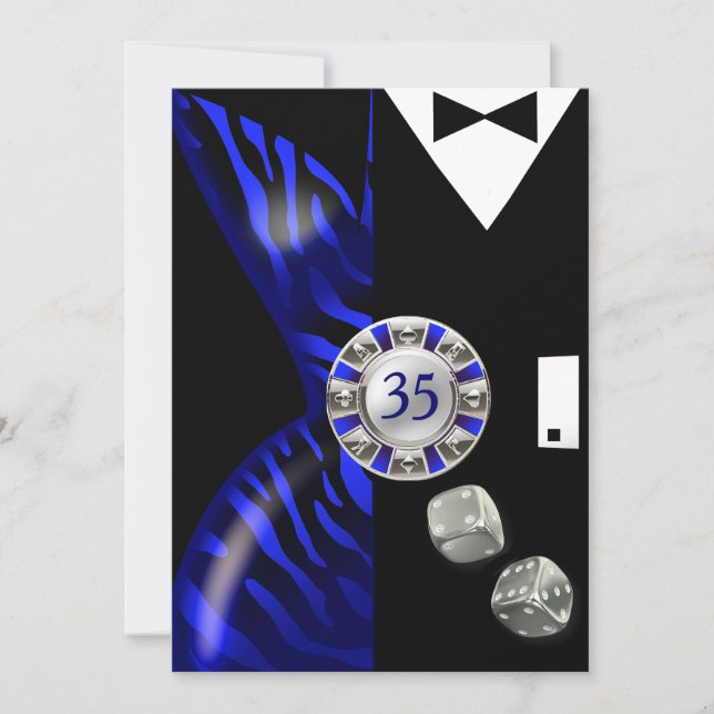 Las Vegas Art Deco Birthday | cobalt black silver Invitation (Front)