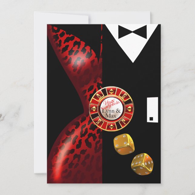 Las Vegas Art Deco Wedding Reception | red black Invitation (Front)