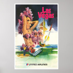 Las Vegas Art Showgirl Print United Travel Poster