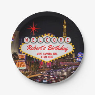 Las Vegas at Night Any Occasion Paper Plate
