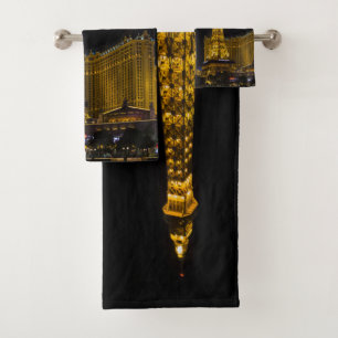 Las Vegas at night  Skyline  Bath Towel Set