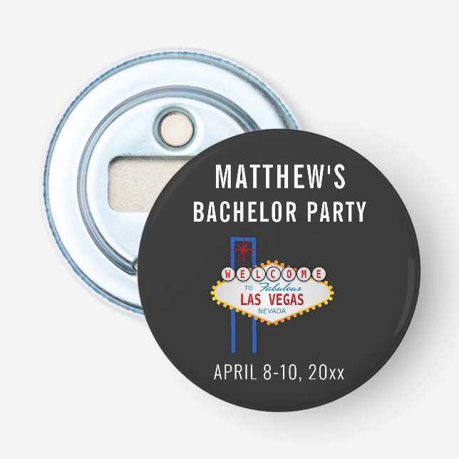 Las Vegas Bachelor Party Trip Favour Bottle Opener (Front)