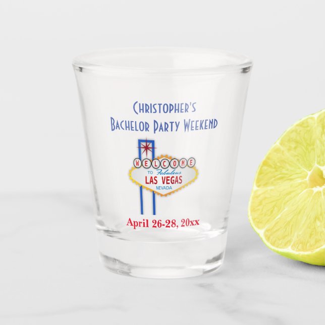 Las Vegas Bachelor Party Weekend Trip Favour Shot Glass (Front)
