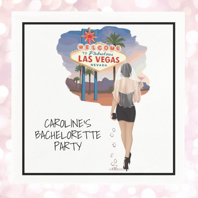 Las Vegas Bachelorette Black Hair Bride  Napkin (Creator Uploaded)