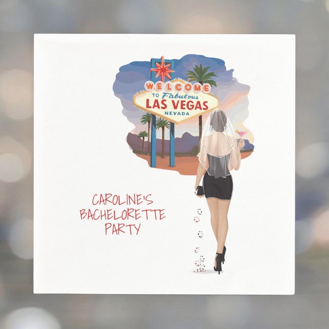 Las Vegas Bachelorette Brown Hair Bride  Napkin (Creator Uploaded)
