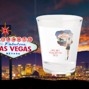 Las Vegas Bachelorette Brown Hair Bride Shot Glass