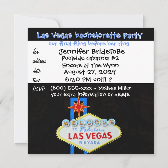 Las Vegas Bachelorette Final Fling Invitation (Front)