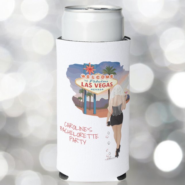 Las Vegas Bachelorette Party Blonde Bride  Seltzer Can Cooler (Creator Uploaded)