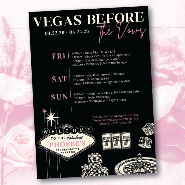 Las Vegas Bachelorette Party Customised Itinerary Invitation (Creator Uploaded)