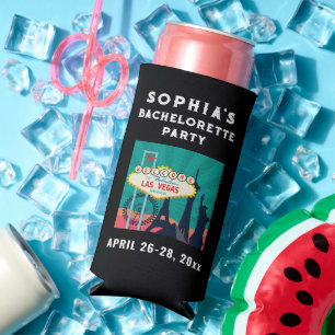 Las Vegas Bacherolette Party Wedding Favour Seltzer Can Cooler