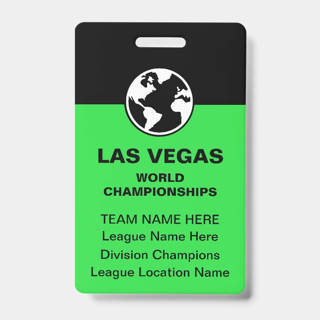 Las Vegas Billiards Championship Bulk Team Badges ID Badge (Front)