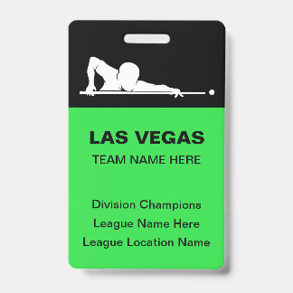 Las Vegas Billiards Theme Bulk Team Name Badges ID Badge