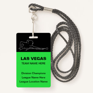 Las Vegas Billiards Theme Bulk Team Name Badges ID Badge