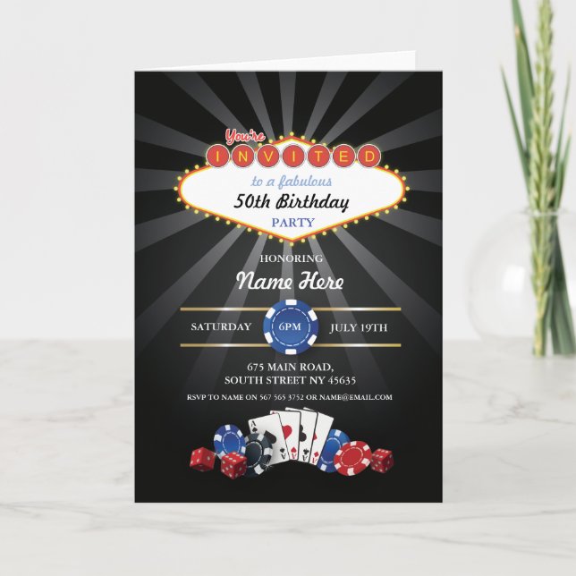 Las Vegas Birthday Card Invitation (Front)