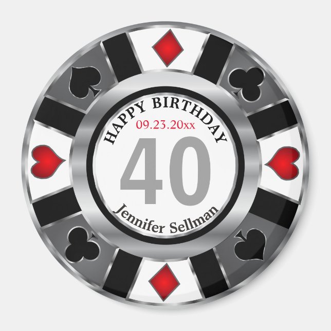 Las Vegas Birthday in Pretty Silver Magnet (Front)