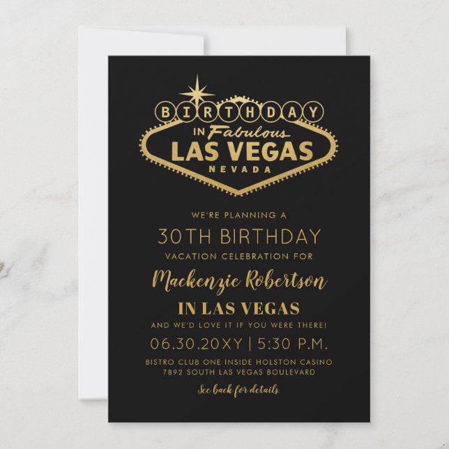 Las Vegas Birthday Invitation (Front)