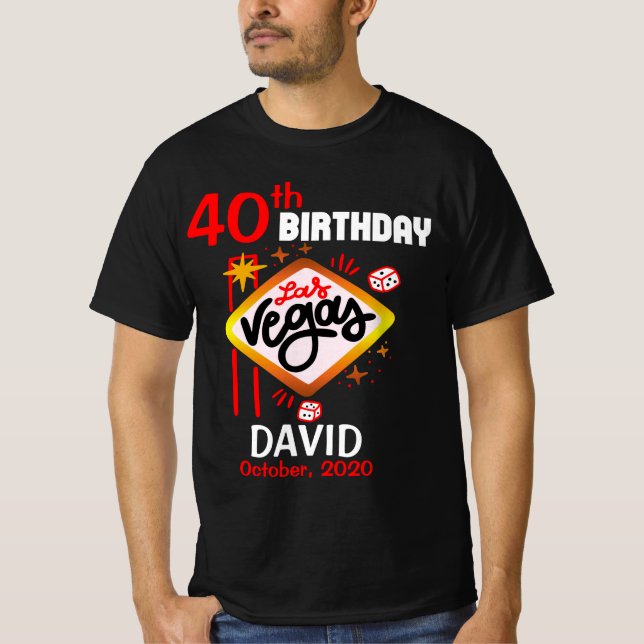 Las Vegas Birthday Party Custom T-Shirt (Front)