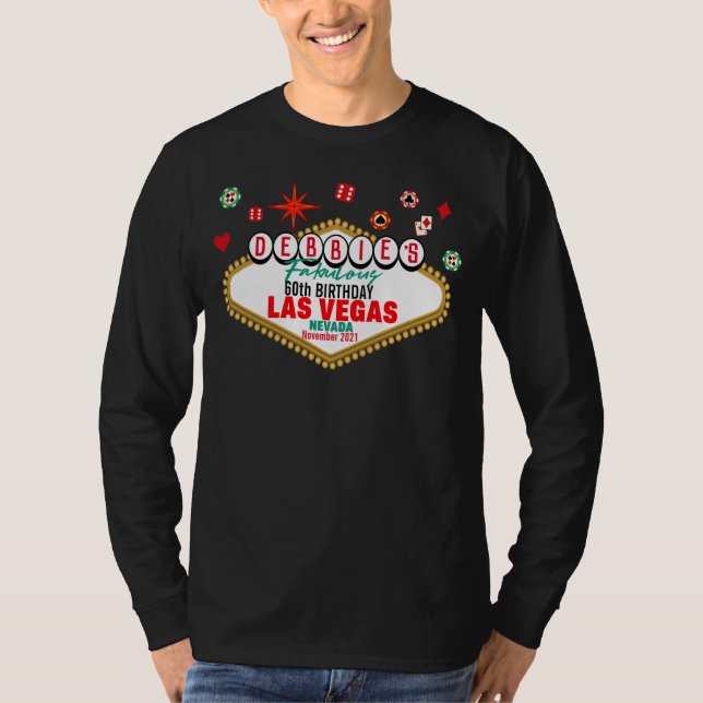 Las Vegas Birthday Party Customisable Matching  T-Shirt (Front)