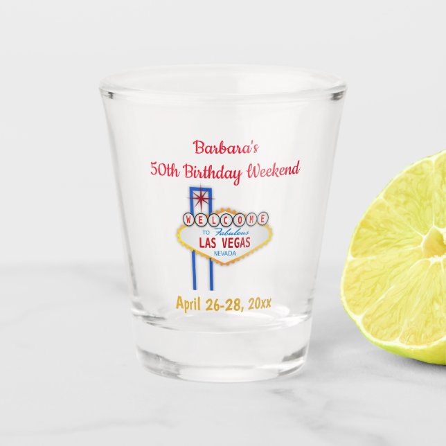 Las Vegas Birthday Party Favor Girls Trip Shot Glass (Front)