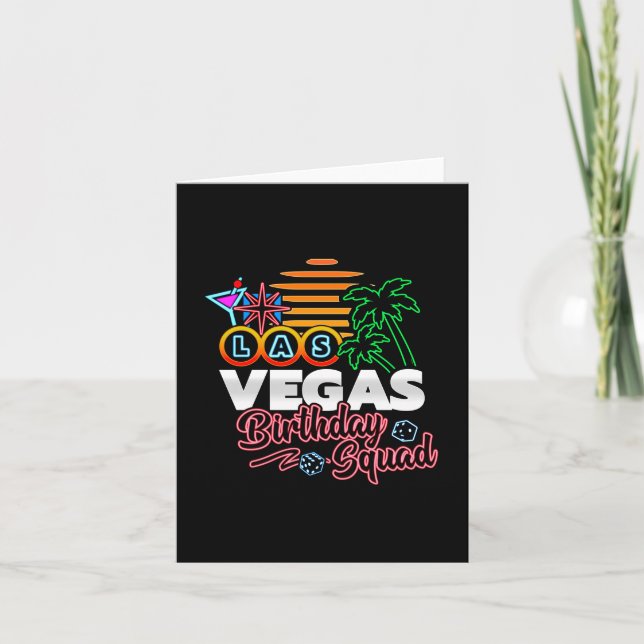 Las Vegas Birthday Party Retro Sun Birthday Squad Card (Front)