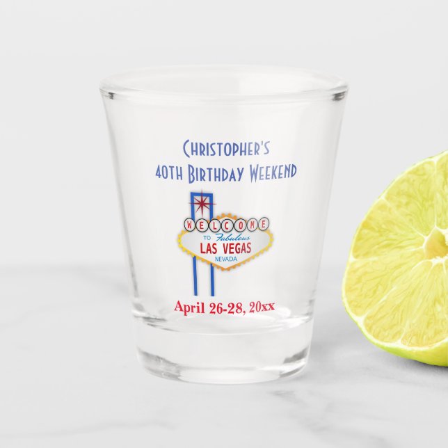 Las Vegas Birthday Weekend Trip Party Favor Shot Glass (Front)