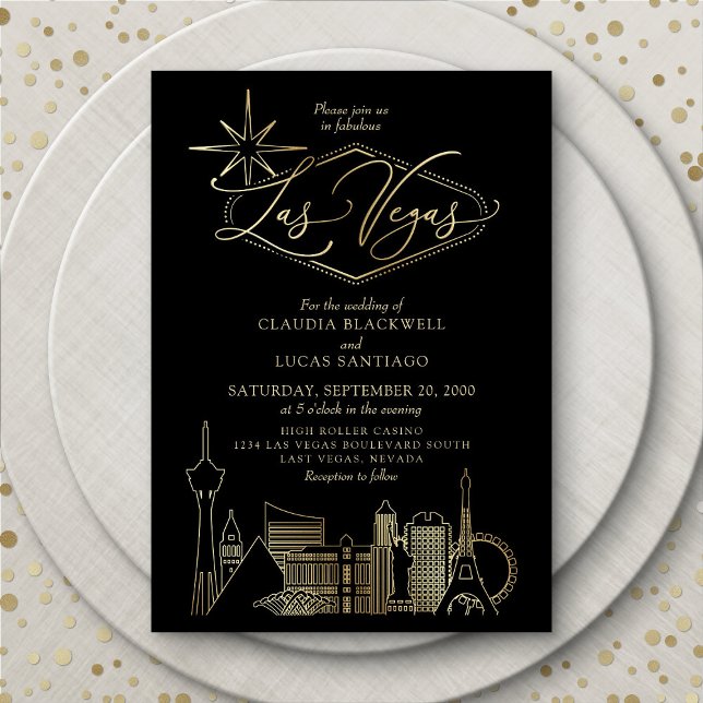 Las Vegas Black and Gold Wedding Invitation (Creator Uploaded)