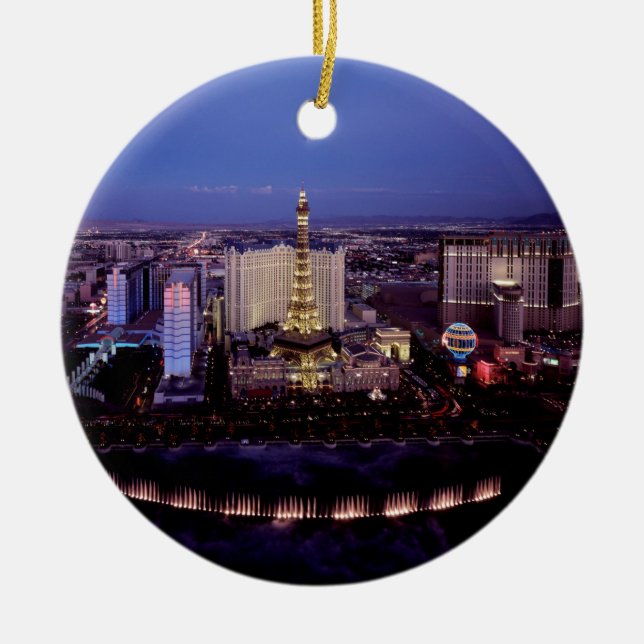 Las Vegas by Night 3 Ceramic Tree Decoration (Front)