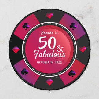 Las Vegas Casino 50 & Fabulous Birthday Party Invitation