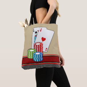 Las Vegas Casino Blackjack Cards And Chips On Tan Tote Bag