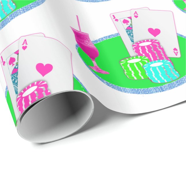 Las Vegas Casino Blackjack Table Cards Poker Chips Wrapping Paper (Roll Corner)